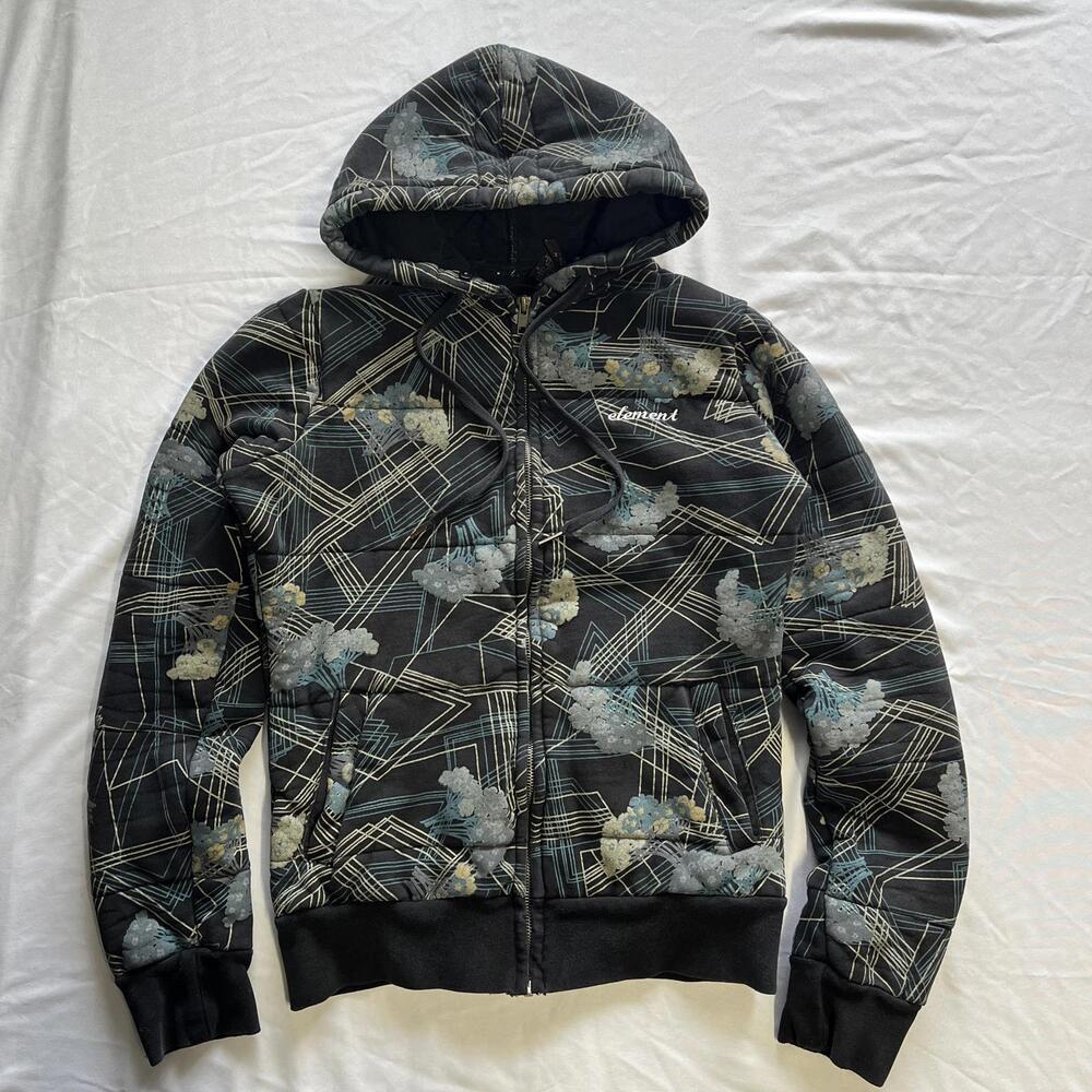 Y2K Element women's full zip hoodie flowers bouquets graphic M skateboarding